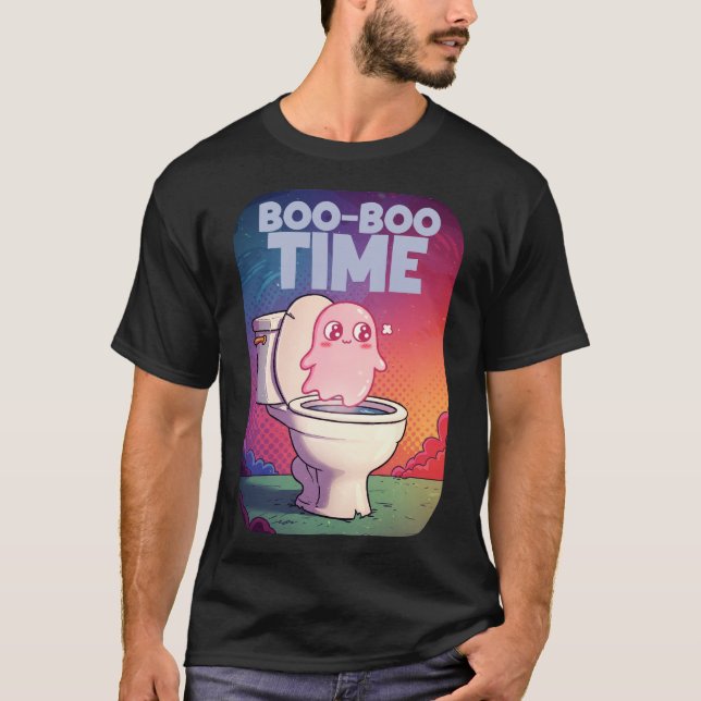 Camiseta Hora do Boo-Boo - Design do Toilet Fantasma Engraç (Frente)