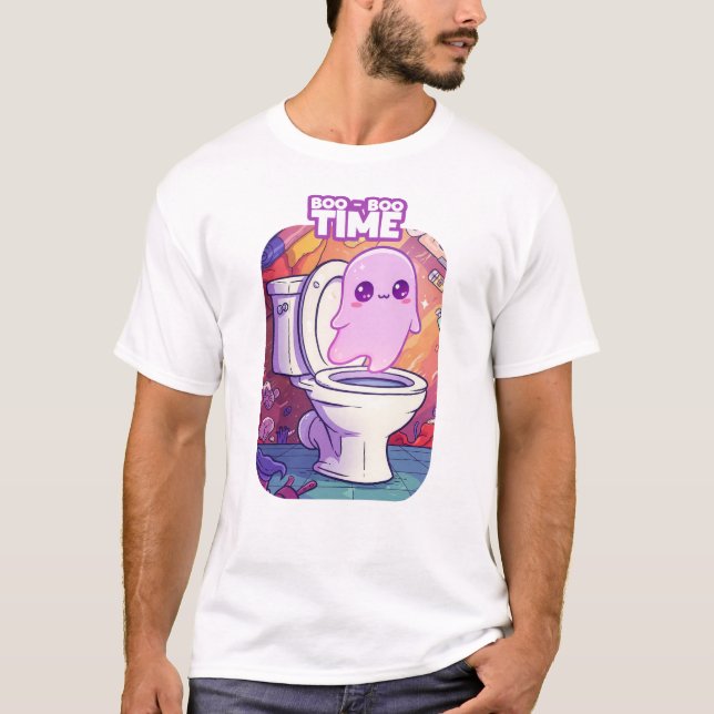 Camiseta Hora do Boo-Boo - Design do Toilet Fantasma Engraç (Frente)