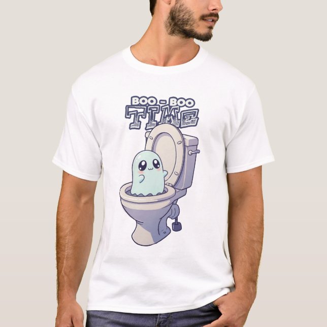 Camiseta Hora do Boo-Boo - Design do Toilet Fantasma Engraç (Frente)