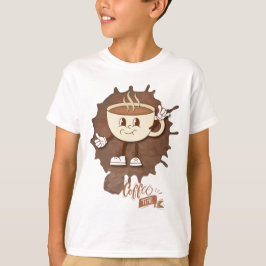 Camiseta **Hora do Café – Xícara Sorridente e Vapor 
