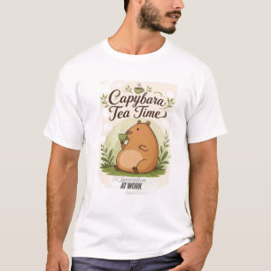 Camiseta Hora do Chá do Capivara Capivara Fofa Bebendo Ch