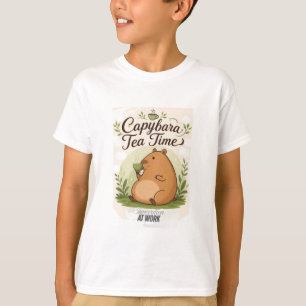 Camiseta Hora do Chá do Capivara   Capivara Fofa Bebendo Ch