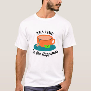 Camiseta hora do chá taça de laranja giro e folhas verdes