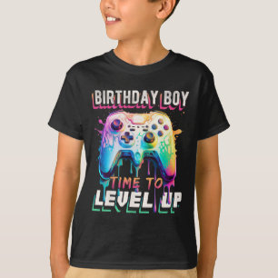 Camiseta Hora do Menino Subir de Level Festa de Aniversário