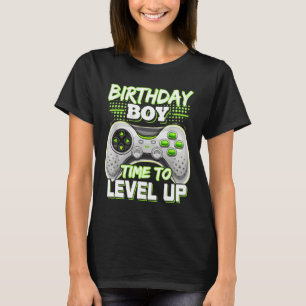 Camiseta Hora do Menino Subir de Nível Vídeo Game Aniversár