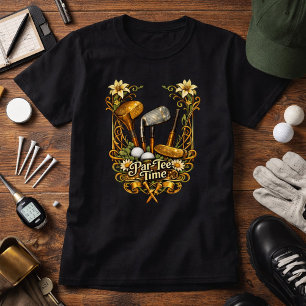 Camiseta Hora do Tee de Golfe Dourado