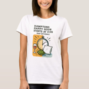 Camiseta Hora Feliz nos Hamptons Começa às 15h (Soneca Opci