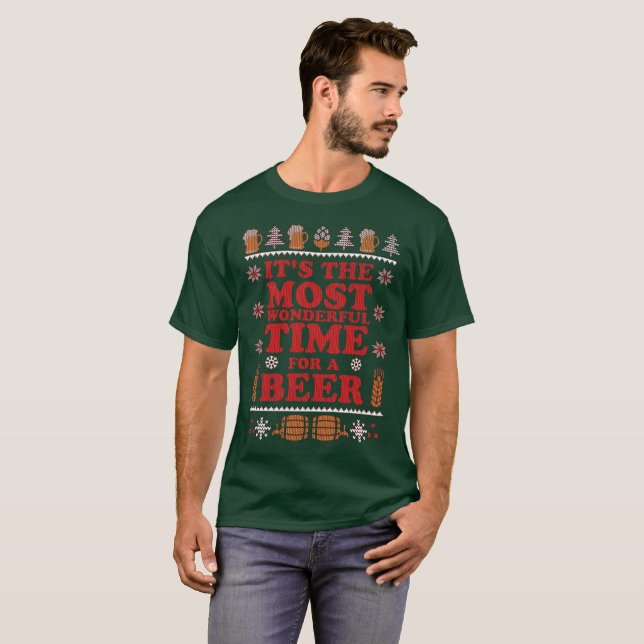 Camiseta Hora maravilhosa de uma cerveja de Natal, Feriado  (Frente Completa)