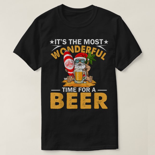 Camiseta Hora maravilhosa do Natal para Bebendos de cerveja (Frente do Design)