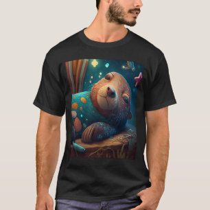 Camiseta Horário da Cama de Lontra Bonita Borda de Sono Ott