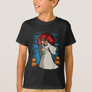 Camiseta Horário de Casal do Skeleton de Casamento de Hallo