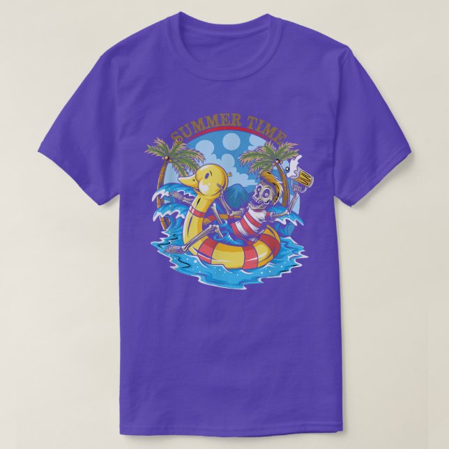 Camiseta Horário de Verão da Praia Engraçada Skeleton Duck  (Frente do Design)