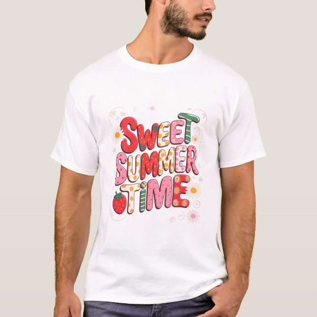 Camiseta Horário de verão doce Coquette Strawberry Retro Be (Frente)