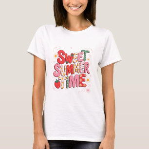 Camiseta Horário de verão doce Coquette Strawberry Retro Be