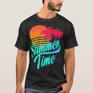 Camiseta Horário de Verão Retrocedendo Cena de Praia dos an