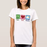 Camiseta Horário do Amor pela Paz<br><div class="desc">Um sinal de paz,  coração,  e um guarda-chuva para meteorologia. Um presente meteorologista bonito.</div>
