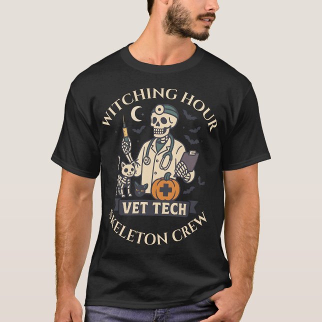Camiseta Horas de Testemunha Vet Tech Skeleton Crew Hallowe (Frente)
