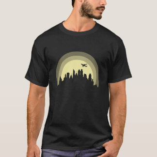 Camiseta Horizonte com Silhueta da Cidade do Edifício do Av