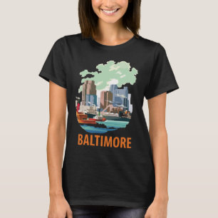 Camiseta Horizonte de Baltimore Harbor Azul Viagem