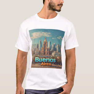Camiseta Horizonte de Buenos Aires com Catedral Histórica