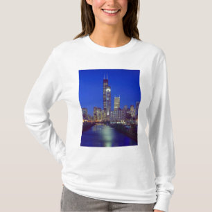 Camiseta Horizonte de Chicago, Illinois, à noite com Chicag
