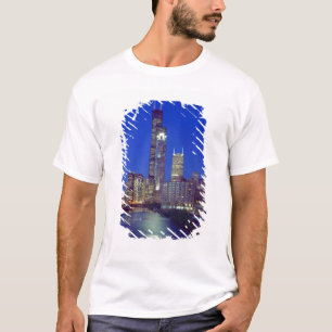 Camiseta Horizonte de Chicago, Illinois, à noite com Chicag