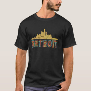 Camiseta Horizonte de Detroit Retrô Paisagem Urbana Vintage