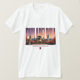 Camiseta Horizonte de Filadélfia Nome da Cidade da Pensilvâ