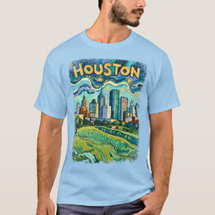 Camiseta Horizonte de Houston Colorido Van Gogh Paisagem Ur