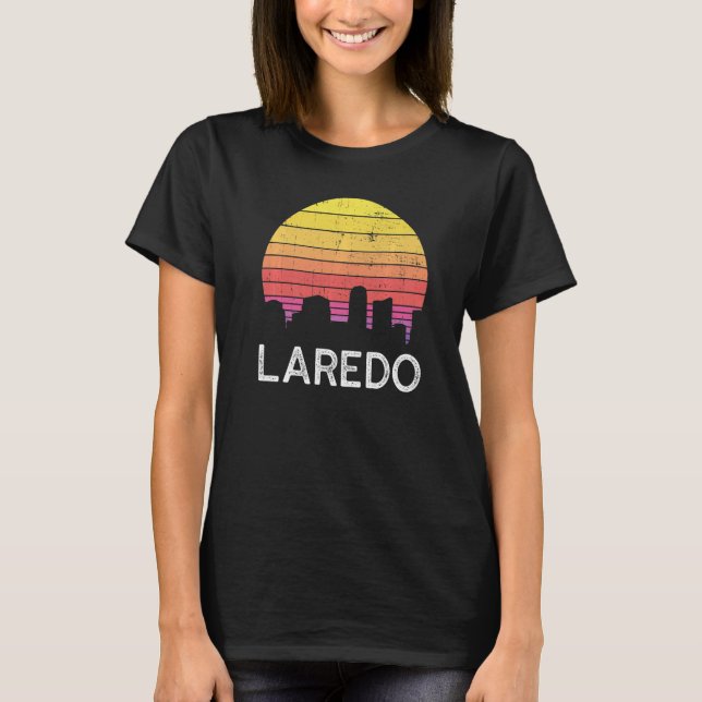 Camiseta Horizonte de Laredo Texas Retrô Edifícios Urbanos  (Frente)