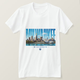 Camiseta Horizonte de Milwaukee Wisconsin Nome da Cidade Ma