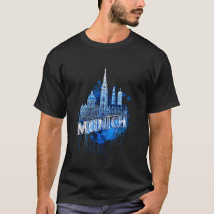 Camiseta Horizonte de Munique Colorido Arte em Aquarela Vib