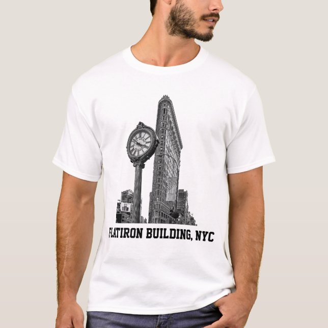 Camiseta Horizonte de NYC: Edifício Flatiron & Relógio (Frente)