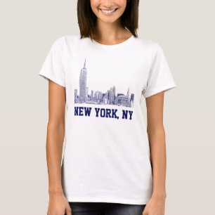 Camiseta Horizonte de NYC Gravado 01 Azul