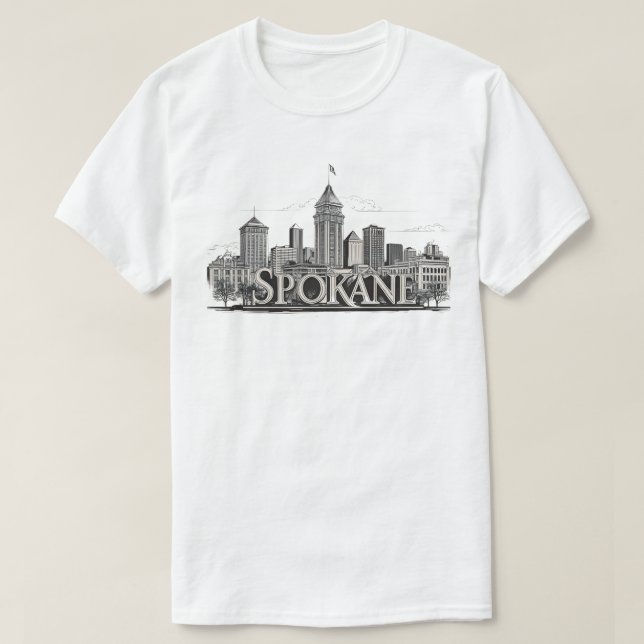 Camiseta Horizonte de Spokane Washington DC (Frente do Design)