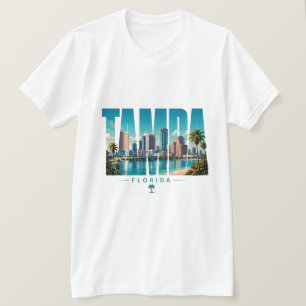 Camiseta Horizonte de Tampa Flórida Nome da Cidade Viagens