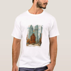 Camiseta Horizonte de Toronto Canadá Aquarela Vintage