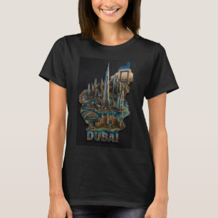 Camiseta Horizonte icônico de Dubai Arte 3D