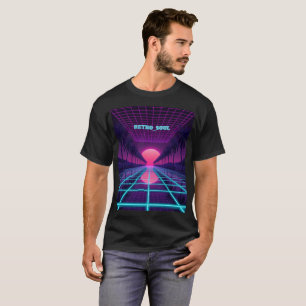 Camiseta Horizonte Neon Synthwave - Grade Cyberpunk dos Ano