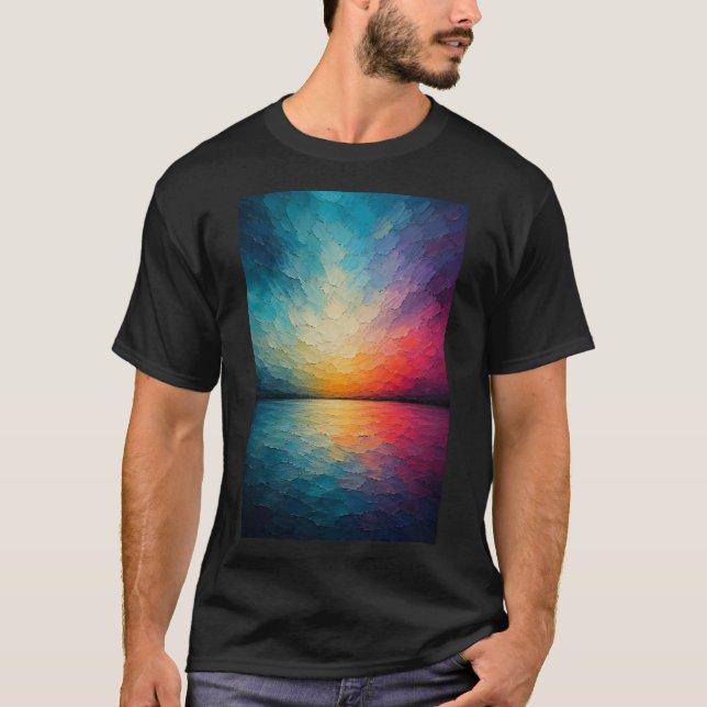 Camiseta Horizonte Radiante | Reflexões Abstratas (Frente)