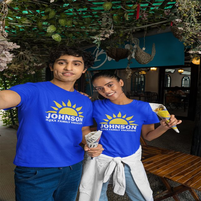 Camiseta Horizonte Sun de Férias Familiares Personalizadas (Criador carregado)