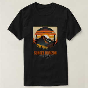 Camiseta Horizonte sunset moderno da camisa-T dos negros mo