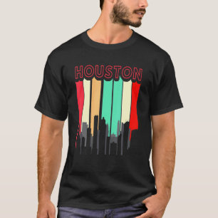 Camiseta Horizonte Urbano da Cidade de Houston - Estilo Ret