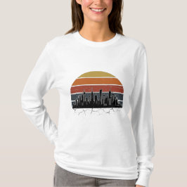 Camiseta Horizonte Urbano da Cidade dos Anos 80 Pôr do Sol