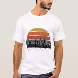 Camiseta Horizonte Urbano da Cidade dos Anos 80 Pôr do Sol