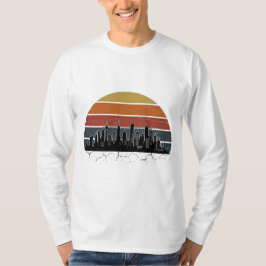Camiseta Horizonte Urbano da Cidade dos Anos 80 Pôr do Sol