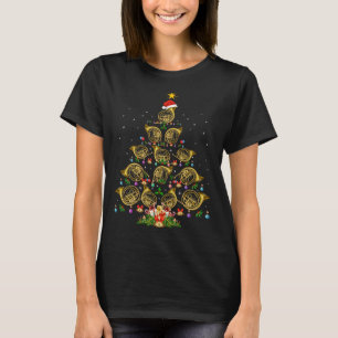 Camiseta Horn francês Festa de Natal Iluminação Festa Horn