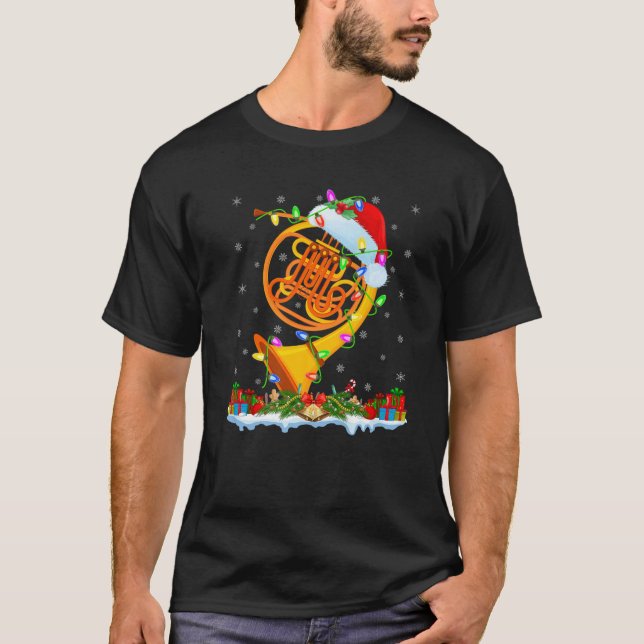 Camiseta Horn Lover Francês que Combina com Santa Hat Corno (Frente)