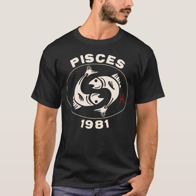 Camiseta Horoscope Zodiac Sign Fish Pisces 1981 (Frente)