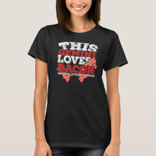 Camiseta Horoscópio Gemini Sinal Zodiac ama Bacon